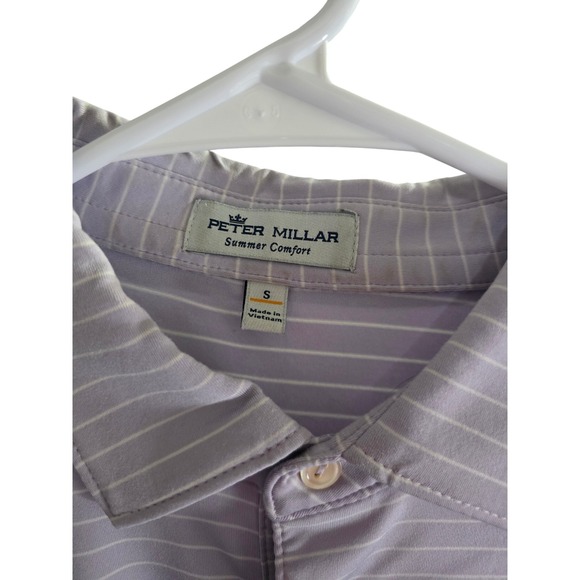 Peter Millar Summer Comfort Mens Polo Shirt S Lavender Stripe Short Sleeve Golf - Picture 1 of 3